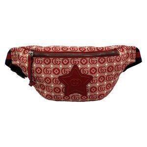 Gucci Interlocking G/Children's Bum Bag 502095 Red Cream Navy Jacquard Leather